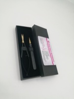 Ciseaux professionnels à ressorts noirs et dorés et pinces à épiler pour sourcils avec emballage personnalisé et pointe affûtée – Pinces à épiler de beauté