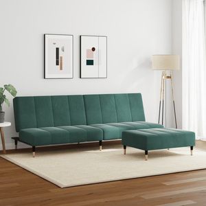 Canapé-lit deux places en velours vert foncé 100% polyester avec structure en bois et métal - Product Image 3