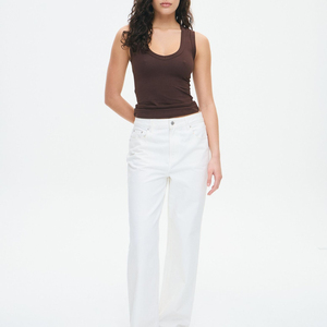 Women's Basic Stretch Vest Polyester/Cotton Jersey <b>Tops</b> Ribbed Breathable Sporty Scoop Neckline Sleeveless <b>Crop</b> Tank <b>Top</b> Short - Product Image 3