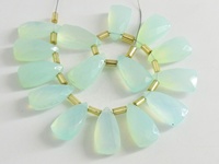 Perles de pierre de calcédoine bleu aqua facettées 15x8MM, formes longues, triangle, triligne, pyramide, goutte d'eau, briolette, pour la fabrication de bijoux, fournisseur tiers