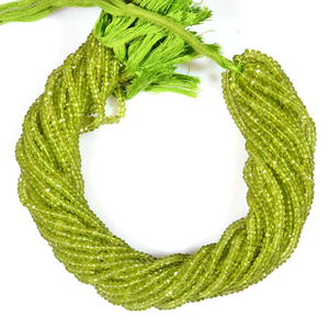 Cuentas Rondelle facetadas de peridoto natural para hacer joyas Cuentas redondas con facetas lisas - Product Image 3