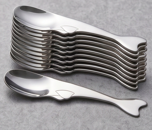 Creative Whale Shape Stainless Steel <b>Teaspoons</b> Mirror Polish <b>Long</b> Handle Novelty Design Party Tableware Spoons - Product Image 1