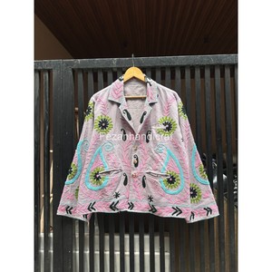 Hand Embroidered Cotton <b>Jacket</b> Floral <b>Pattern</b> Turn-down Collar Full Sleeve Spring Women's Boho Chic Coat Button Closer - Product Image 2