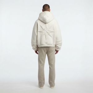 Heavyweight 450GSM 100% Organic Cotton Spider Hoodie-Sherpa Lined Oversized 1/4 Zip Y2K Streetwear for Men Winter/Autumn - Product Image 2