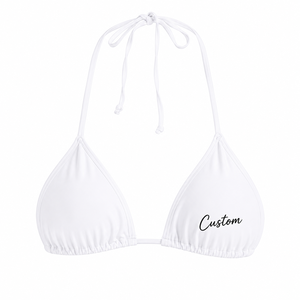 Conjunto de Bikini Triangular Personalizado con Logotipo para Mujer, Traje de Baño de Dos Piezas con Cuello Halter y Lazos Laterales, Traje de Baño Blanco, Ropa de Playa Moderna - Product Image 6