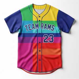Maillot de baseball personnalisé OEM respirant à col en V et manches courtes avec logo, nom et numéro sublimés (unisexe) - Product Image 1
