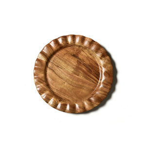 Assiette plate ronde en bois, motif uni, design rétro, vaisselle, assiettes, décoration de cuisine - Product Image 2