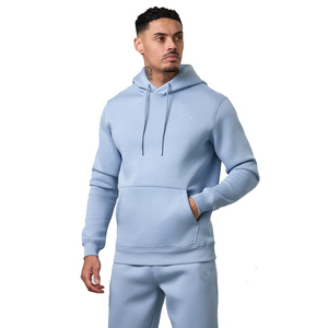 Conjunto Deportivo con Capucha Azul Claro para Hombre, Manga Larga, Color Sólido, Ropa Casual para Correr con Bolsillos Laterales, Corte Regular, Ropa de Otoño - Product Image 2