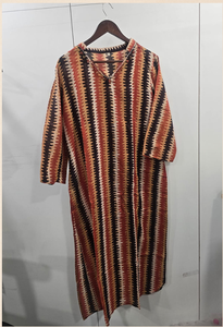 <b>Women</b> Multicolor Jute Cotton <b>Kurti</b> V Neck Printed Straight Tunic Full Sleeve Geometric Pattern Casual Ethnic Comfortable Wear - Product Image 2