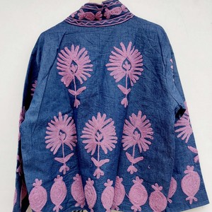 2026 Handmade <b>Reversible</b> Indian <b>Coat</b> Floral Embroidered Suzani Jacket in 100% Cotton Winter Printed Wool Lining Wholesale - Product Image 6