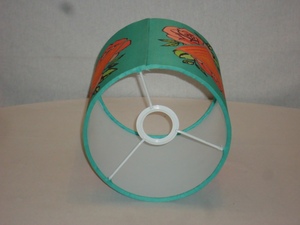 Abat-jour en papier cylindrique, design floral bohème, écologique, pour lampes de table ou de bureau, avec support en fil de fer E27 - Product Image 4