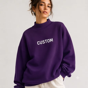 Sweat-shirt en molleton de coton à col rond pour femme, coupe oversize, manches longues, style streetwear, décontracté, basique, pour le quotidien - Product Image 1