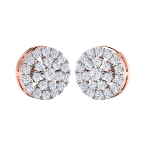 Pendientes de Diamantes Redondos con Halo Personalizados, Pendientes de Oro Rosa de Dos Tonos, Joyería de Diamantes Reales, Venta al por Mayor de Fábrica, Regalo - Product Image 4