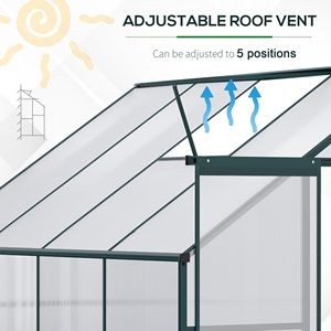 Serra per Hobby 8FT X 4FT X 7FT, Ecologica, con Tetto Inclinato in Policarbonato, Kit Serra con Telaio in Alluminio, Porta Scorrevole e Ventilazione sul Tetto - Product Image 5