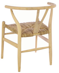 WOODGRANDLIVING Fauteuil scandinave en bois tressé fait main, finition naturelle, siège en rotin, chaise d'appoint de salle à manger, mobilier moderne pour la maison - Product Image 3