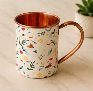 Mug Moscow Mule en cuivre violet personnalisé, peint à la main, écologique, de qualité supérieure, avec motif floral en relief, en métal massif, style chope à bière de luxe - Product Image 5