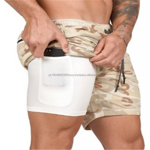 Pantalones cortos de playa de secado rápido para entrenamiento físico de doble capa de talla grande para hombre de alta calidad al por mayor - Product Image 4