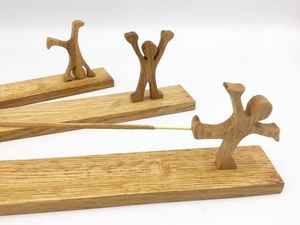 Quemador de incienso tradicional hecho a mano de madera para templo, oración, aromaterapia, meditación, bandeja para recoger cenizas de incienso. - Product Image 3