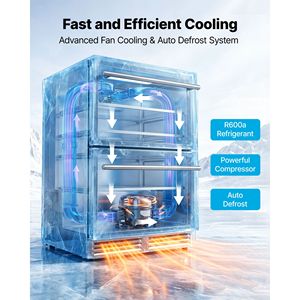 Réfrigérateur à boissons sous comptoir de 24 pouces, grande capacité, avec tiroirs en acier inoxydable 304, installation mini RV - Product Image 5