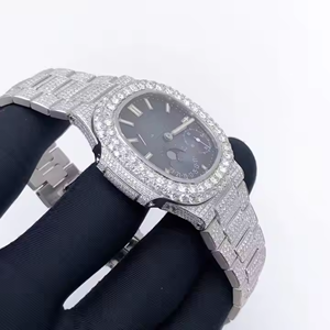 High Quality Fully Iced Moissanite Diamond <b>Watch</b> <b>Black</b> Automatic Customizable Sport Jewelry Glass Hip Hop Fashionable Classic - Product Image 4