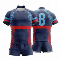 Tenues de rugby personnalisables à manches courtes imprimées, en maille polyester à séchage rapide, axées sur la performance, pour clubs et académies