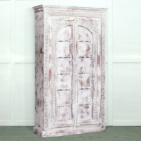 Armadio Rustico in Legno Massello di Quercia Indiana con Due Ante, Stile Shabby Chic Anticato, Sostenibile, per Camera da Letto o Cucina