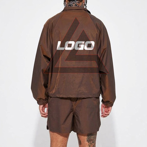 Factory Manufacture Customized Unisex Printed Nylon Breathable Windbreaker Suit Color Block Short <b>Sets</b> Full Zip Streetwear Men - Product Image 2