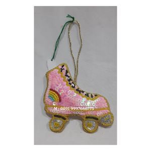 New Unique And High Demanding Handmade <b>Silver</b> Zari Embroidery And Beaded Work Christmas Festival Decoration And Gifting Ornament - Product Image 4