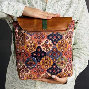 Sac bandoulière en cuir véritable à rabat motifé, sacoche pour ordinateur portable, grande capacité, léger, pour les voyages et l'usage quotidien - Product Image 5