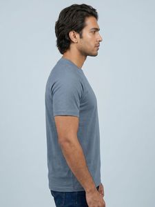 T-shirt classique pour homme, bleu, col rond, manches courtes, coupe classique, décontracté, en coton, pour tous les jours, la gym, les voyages et les sorties - Product Image 1