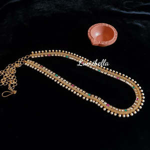 Antique Gold Plated Stainless Steel Hip Chain with Pearl Accents for Party and Wedding - Product Image 1