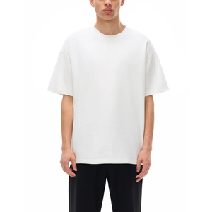 T-shirts blancs unis en gros d'usine, à épaules tombantes, avec logo personnalisé, conception de t-shirts sur mesure, impression pour universités et collèges - Product Image 1