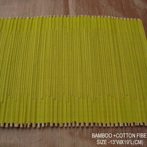 Bamboo Striped Cotton <b>Placemat</b> Set of 2 GREEN Stripes Farmhouse Style Table Mats Dining Room Decor - Product Image 1
