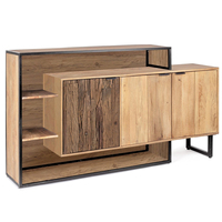 Buffet Moderne de Luxe en Bois Massif, Design Géométrique 3D, Meuble de Rangement de Style Mid-Century pour Salle à Manger, Capacité 3 pieds, Cuisine, Salon, Maison