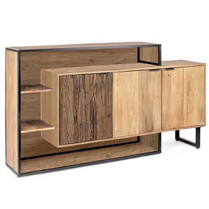Modern Solid Wood <b>Sideboard</b> 3D Geometric Design Midcentury Storage Cabinet 3 ft Capacity Living Room Bathroom Hotel Home - Product Image 1