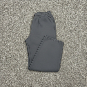 Pantalon de survêtement vintage gris pour homme, taille élastique avec cordon de serrage, logo de marque imprimé numériquement, jambe gauche/droite, lin/coton, poids moyen - Product Image 5
