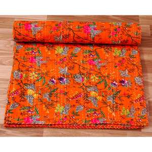 Nouvelle couette Kantha indienne imprimée à la main, couvre-lit Kantha en coton indien, jeté Kantha, couvre-lit indien fait main, couverture bohème - Product Image 4