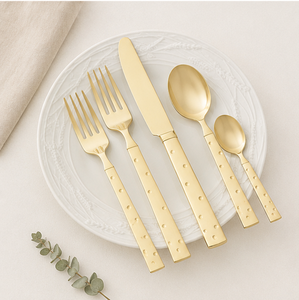 Juego de Cubiertos de Lujo al por Mayor con Diseño de Puntos Dorados, Acero Inoxidable Pulido a Espejo, para Bodas, Hoteles y Restaurantes - Product Image 2