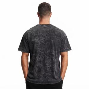 Acid Wash Vintage Graphic T-<b>Shirt</b> for Men Custom Logo <b>Oversized</b> Cotton Short Length - Product Image 3