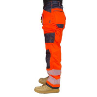 Pantalon de travail haute visibilité imperméable pour hommes, orange avec bandes réfléchissantes, genouillères, en polyester, personnalisable