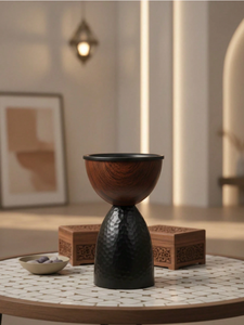 Brûleur à Bakhoor de Luxe en Bois et Métal Martelé, Porte-Encens Arabe pour Oud et Charbon, Décoration d'Intérieur, Cadeau, Décoration Arabe - Product Image 3