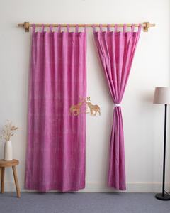 Cortinas Decorativas con Estampado de Rayas, Hechas a Mano en India, de Algodón Puro, Hermosas Cortinas de Algodón - Product Image 2