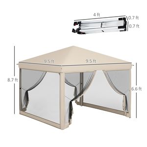 Tenda Pop-up 210D Oxford con Zanzariera 3x3m Regolabile in Altezza per Feste ed Eventi - Product Image 3