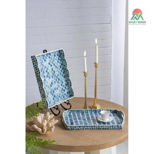 Handcrafted Blue Mother of Pearl Serving Tray Luxury <b>Rectangle</b> Decorative Tray for Home & Hospitality - Product Image 3