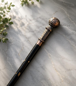 Canne de marche en bois de luxe avec poignée florale en métal, élégante canne de gentleman, canne décorative artisanale vintage - Product Image 2