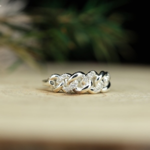 Anillo de Plata de Ley 925 con Diseño de Cadena Cubana y Moissanita Cúbica, Estilo Hip Hop - Product Image 3