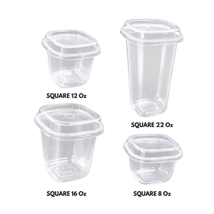 Vaso Cuadrado de 22 Onzas, Plástico PP Polipropileno, 92 Diámetros, para Bebidas Heladas, Hecho en Indonesia - Product Image 3