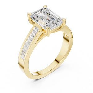 10K <b>Yellow</b> Gold Lab Grown Diamond Minimalist Classic Engagement Roseline Precision Ring Fiora Emerald Union Ring Emerald Ring - Product Image 2