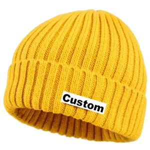 High Quality Men's Trendy Oversized <b>Wool</b> Knitted <b>Beanie</b> <b>Hat</b> Custom Embroidered Logo Premium Custom Jacquard Acrylic <b>Beanie</b> Caps - Product Image 1