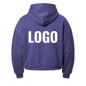 Sudadera con capucha morada de alta calidad con logotipo personalizado, 100% algodón grueso, hombros caídos, cierre completo con cremallera, unisex, forro polar, ecológica. - Product Image 4